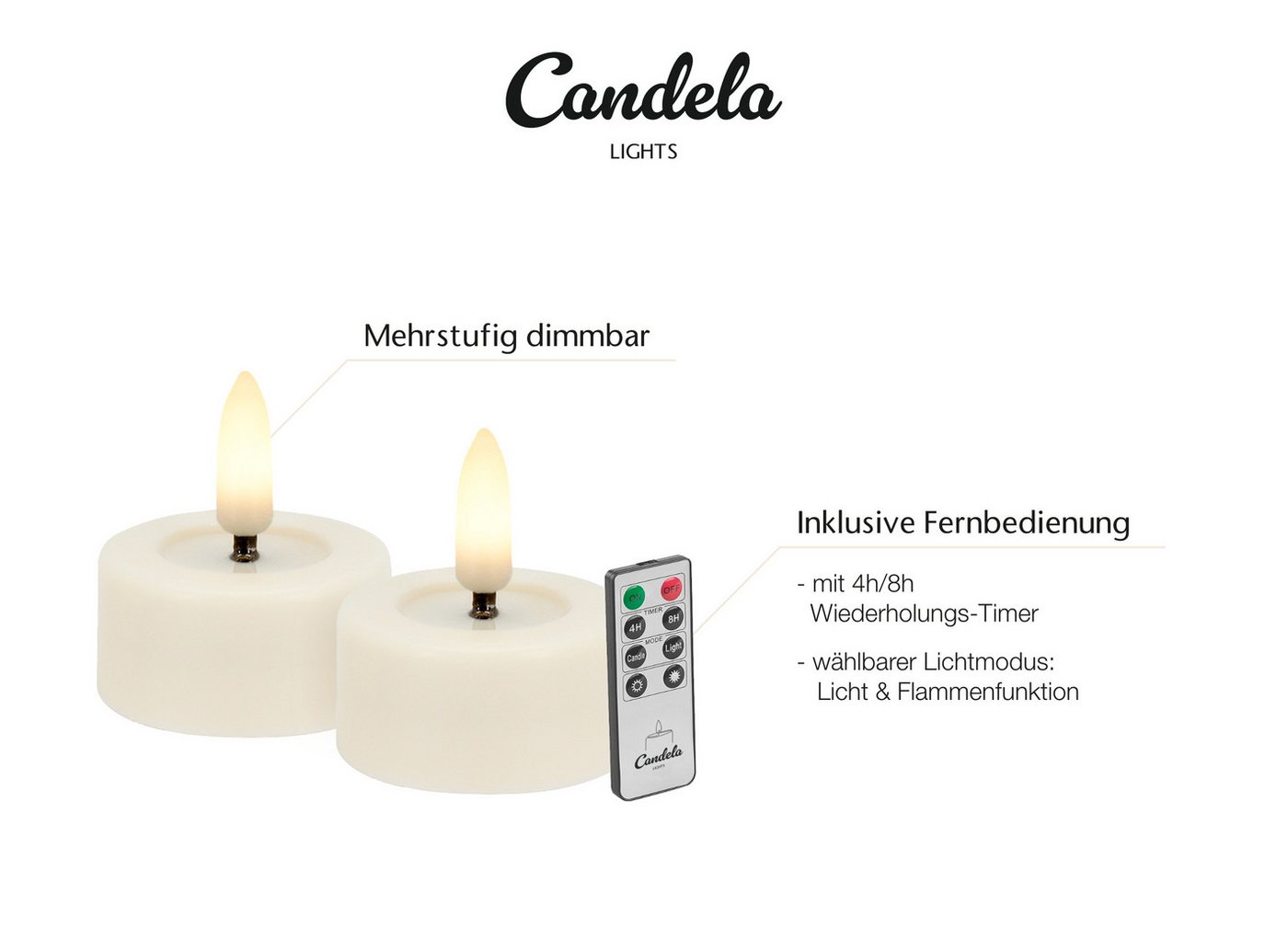 LC Home LED-Kerze Candela Lights LED Kerzen Teelichter 12er Set ?4,5cm