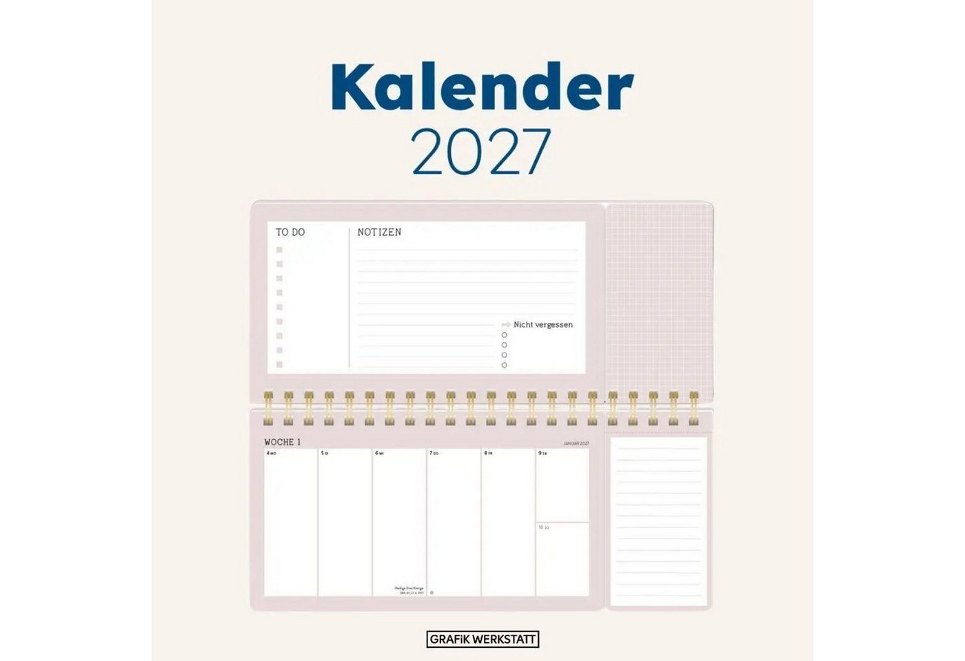 Grafik Werkstatt Tischkalender Wochenplaner 2027 Blumenmomente (mit Kalendarium) Bild 4