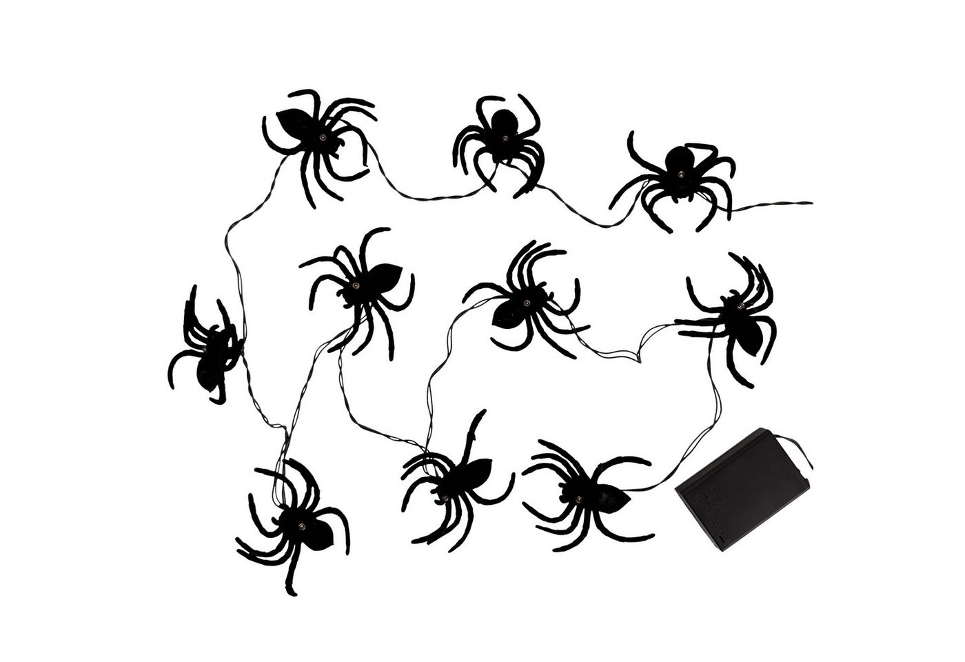 Online-Fuchs LED-Lichterkette mit 10 Spinnen und warmweißer LED-Beleuchtung - Halloween Deko, inklusive 6-Stunden Timerfunktion Bild 2