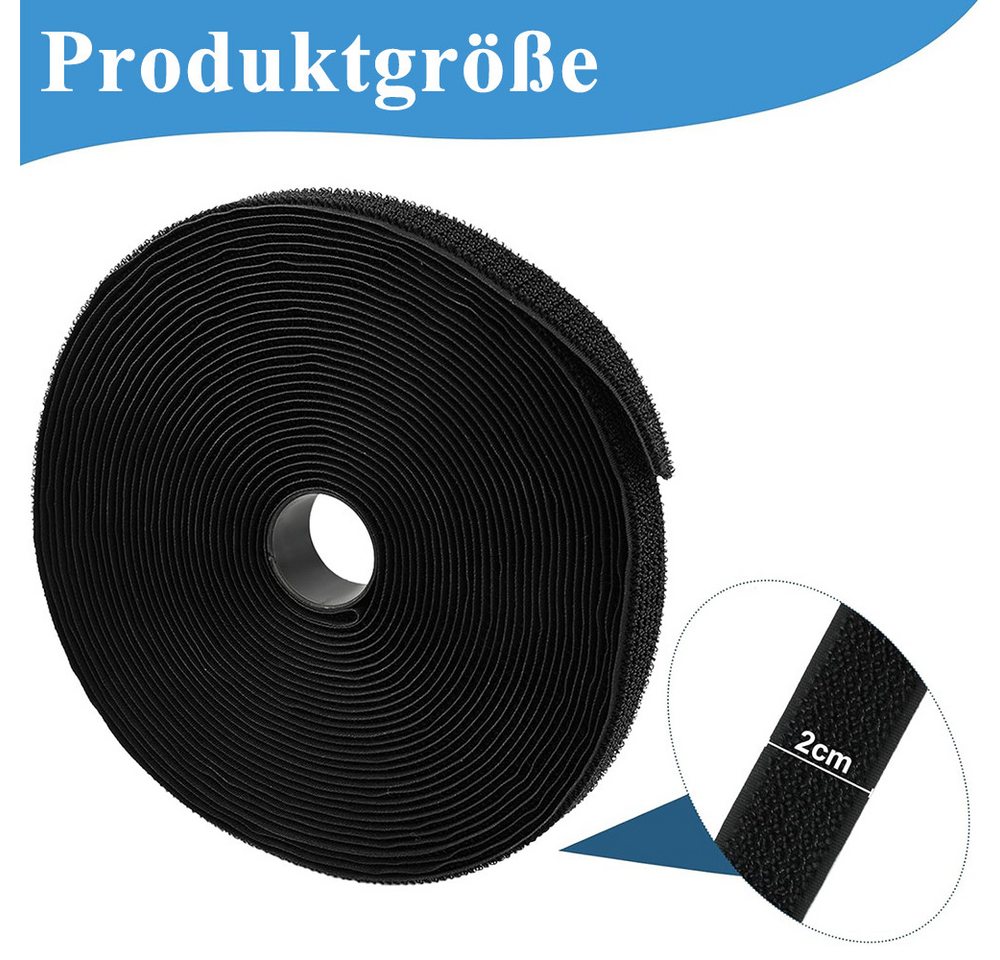 AFKSMILE Kabelbinder 10m Klettband mit 50 Metallschnalle, Freie Schnittlänge Klettbänder Wiederverschließbar Klett Kabelbinder für Kabel Schläuche Rohre usw