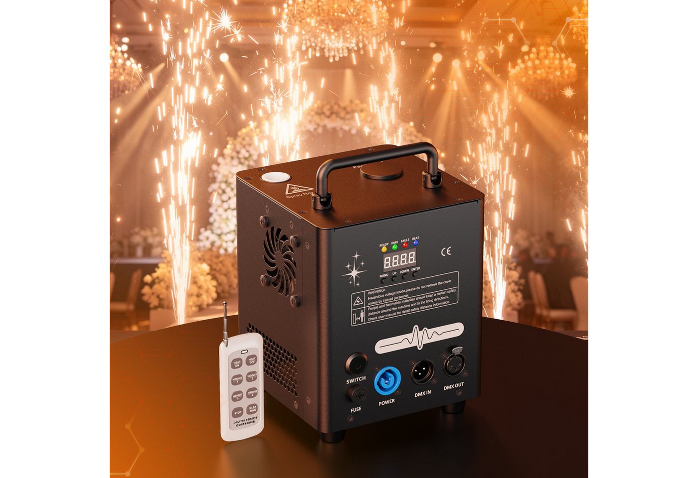 ZonQoonz LED Discolicht 550W Mini-Funkenmaschine mit Fernbedienung – für Halloween & Hochzeit Bild 2