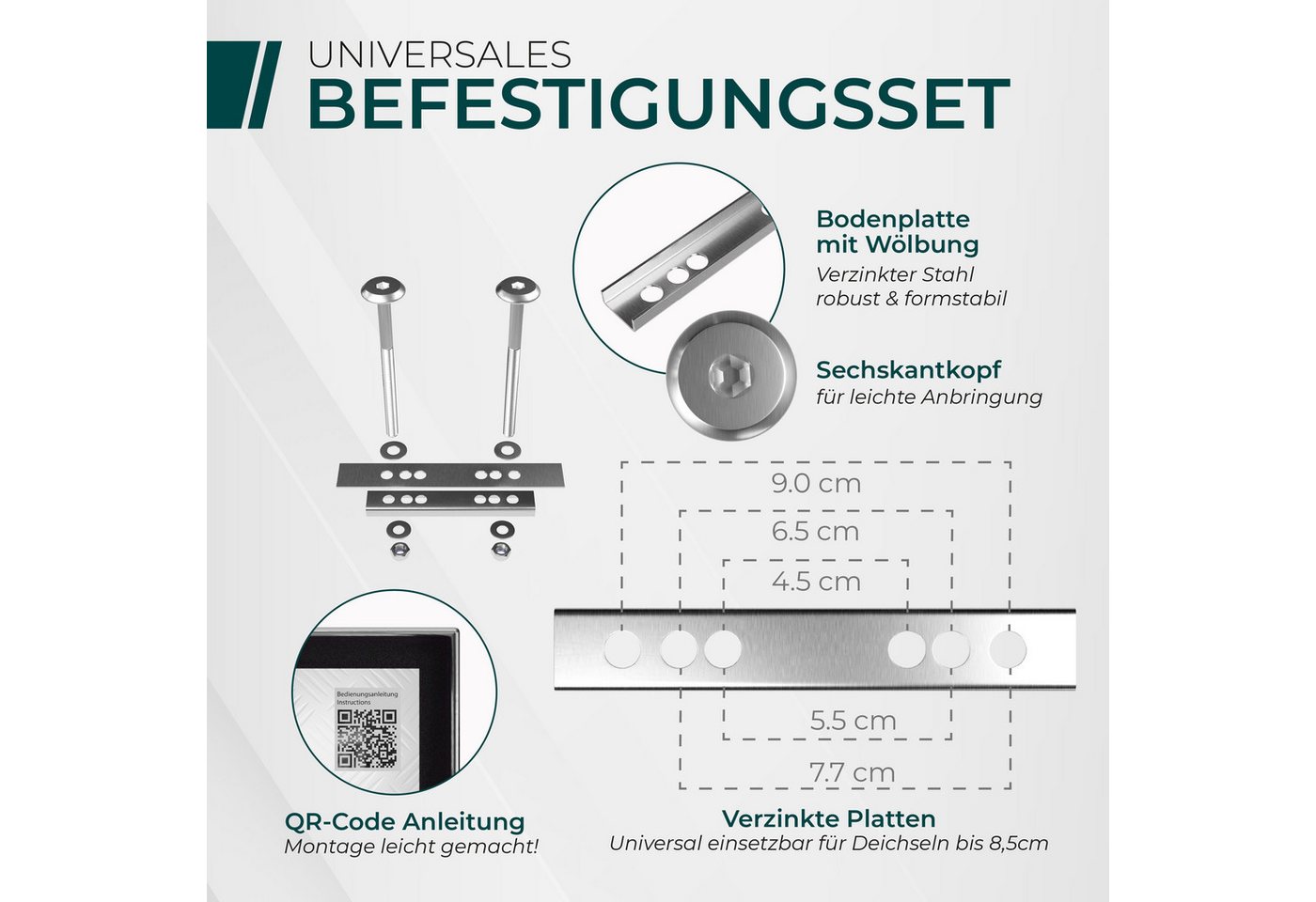 CargoVA® Anhänger-Deichselbox Wasserfeste Deichselbox – abschließbar, mit Befestigung, 50 bis 110cm, Wasserdicht, rostfrei, abschließbar, universelle Passform