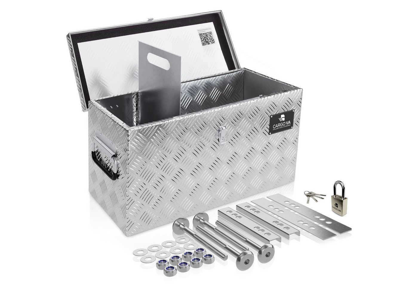 CargoVA® Anhänger-Deichselbox Wasserfeste Deichselbox – abschließbar, mit Befestigung, 50 bis 110cm, Wasserdicht, rostfrei, abschließbar, universelle Passform Bild 3