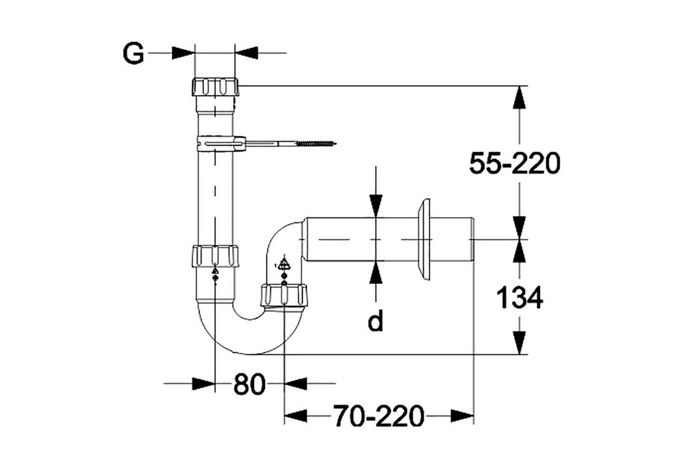 Gravidus Siphon HAAS PP-Waschmaschinen-Siphon DN 50, weiß 1'' und 3/4'' Bild 2