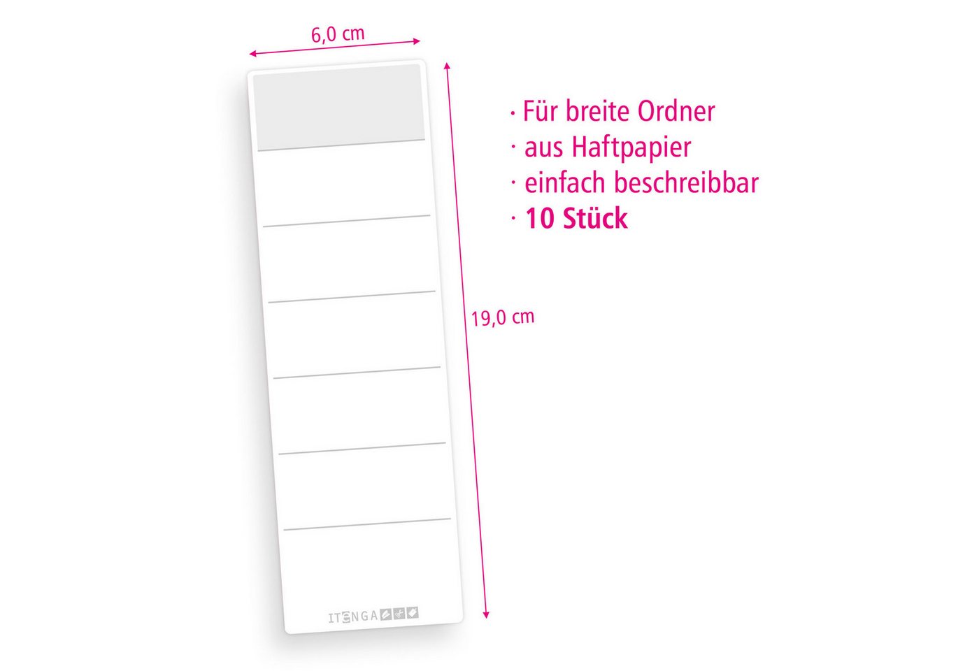 itenga Etiketten itenga 10x Ordneretikett Weiß Rückenetikett zum Aufkleben 6,0 x 19,0 c Bild 4