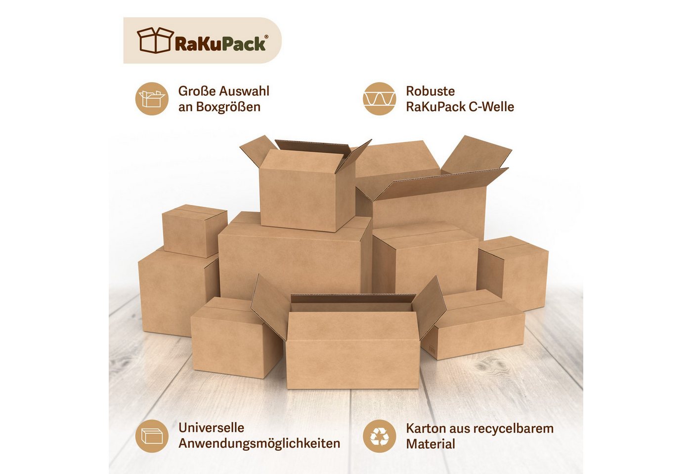RaKuPack Versandkarton Faltkarton Verpackungskarton Faltschachtel Warensendung braun, 50 Stück 150x90x90mm Karton Kartonage Wellpappkarton versch. Größen Bild 3