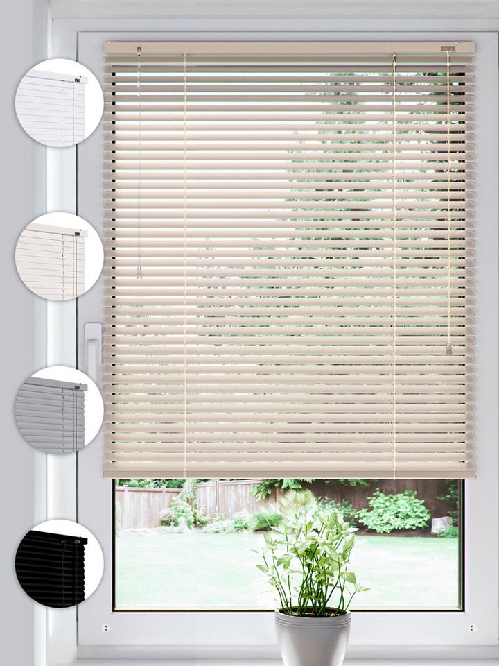 Sonello Jalousie Klemmfix ohne u. mit Bohren 50cm x 100cm Creme Aluminium Jalousette, Klemmfix, Inkl. Halterung für Decken- u. Wandmontage Alu Jalousie Fenster u. Tür, Blickdicht freihängend Bild 5