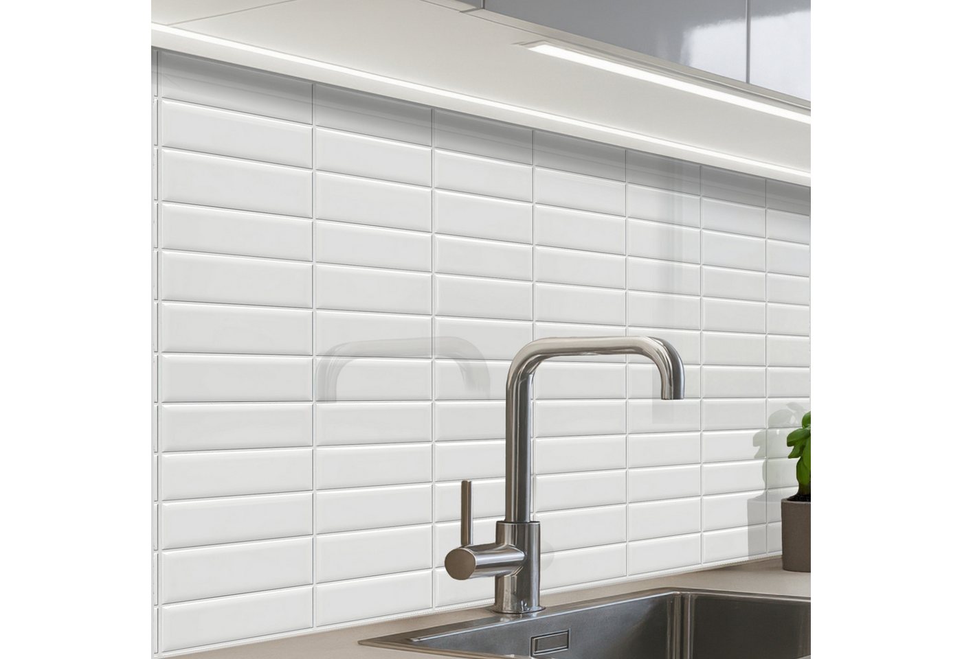 KitchenYeah Küchenrückwand Muster selbstklebend (keine Folie) Metro - Kacheln - Weiß, (1-tlg), Spritzschutz, Küche, Rückwand, Küchenwand, Küchenfront, 30x20 cm Bild 2