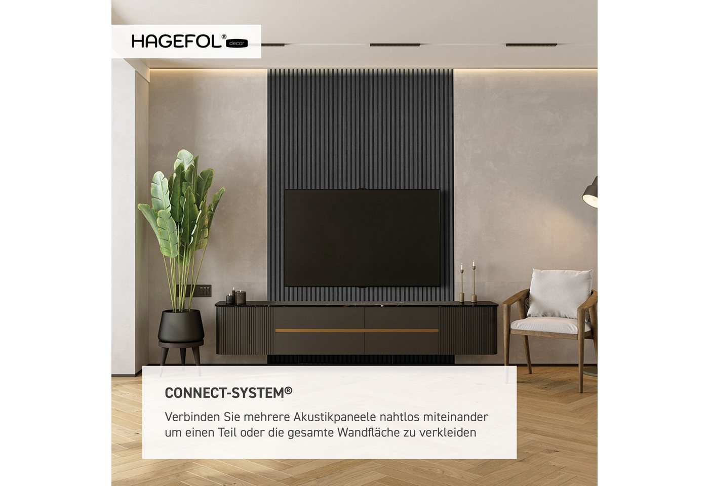 HAGEFOL Wandpaneel Akustikpaneele Lite, selbstklebendes Wandpaneel, 2 Stk./Paket, BxL: 28x240 cm, 0,67 qm, Selbstklebend Bild 3