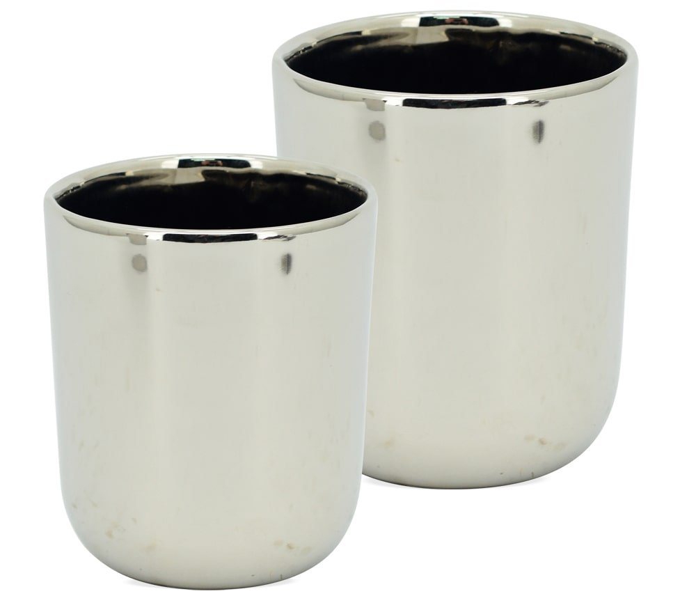 matches21 HOME & HOBBY Blumentopf Übertopf silber glanz rund Ø 11 cm (1 St) Bild 2