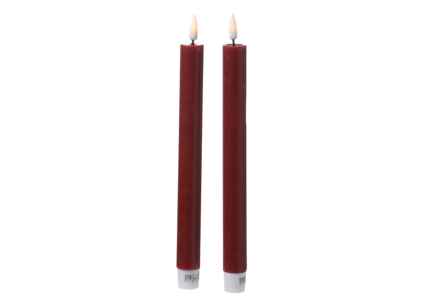 Deluxe Homeart LED-Kerze LED Stabkerzen Mia Tafelkerzen Echtwachs flackernd H: 24cm bordeauxrot, LED Classic, warmweiß (2100K bis 3000K) Bild 2