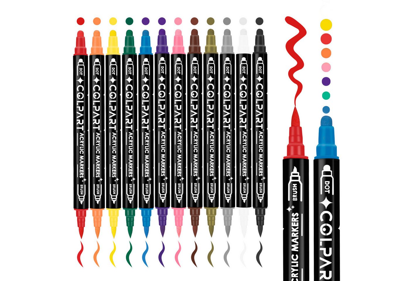 Coonoor Lackmarker Acrylic Paint Marker Stifte Steine Bemalen, (12-tlg), Für Kunststoff Glas Holz Keramik Metall Reifen Leinwand Bild 4