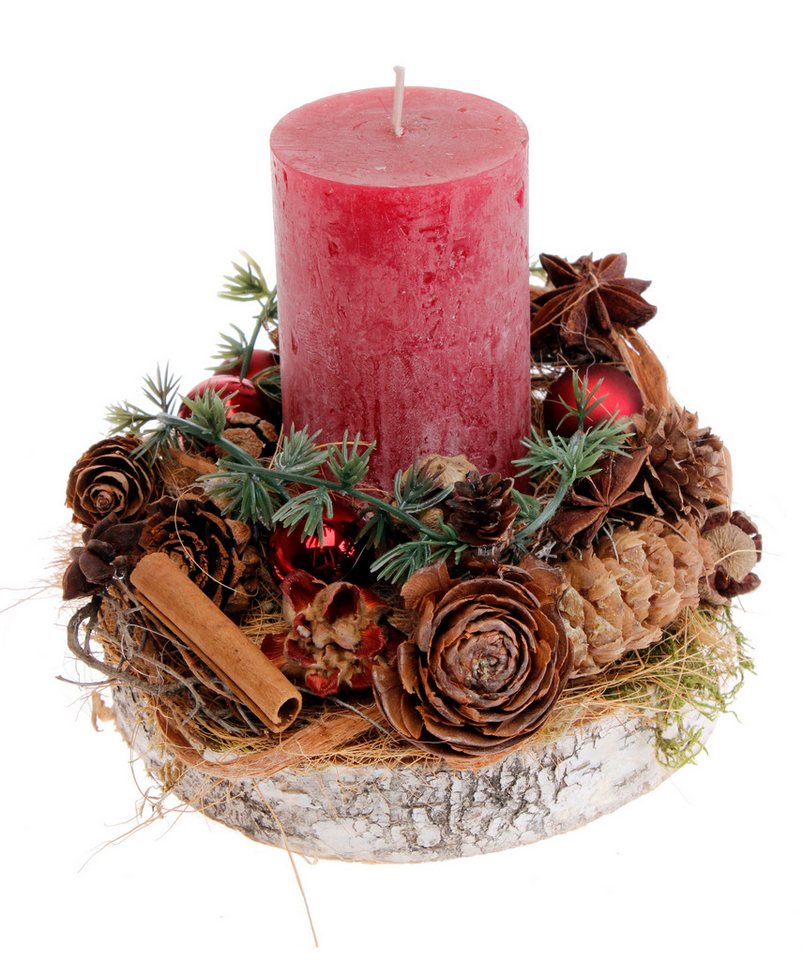 CreaFlor Home Adventskranz Adventsdeko, Handarbeit, Natur, Adventskranz, H: 17cm