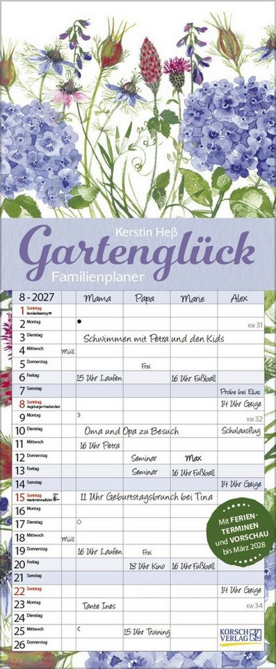 Korsch Verlag Familienkalender Gartenglück 2027