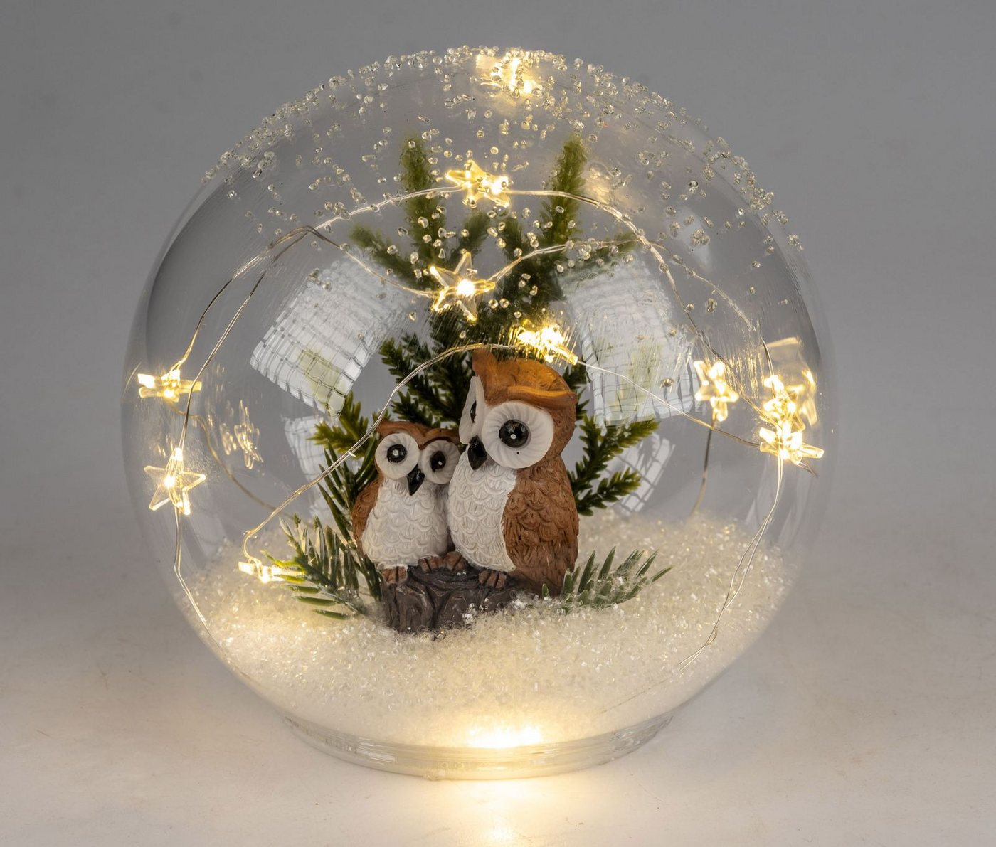 formano LED Dekolicht LED Dekokugel Eulenpaar 15 cm mit 6/18h-Timer Weihnachtsdeko, LED fest integriert Bild 2