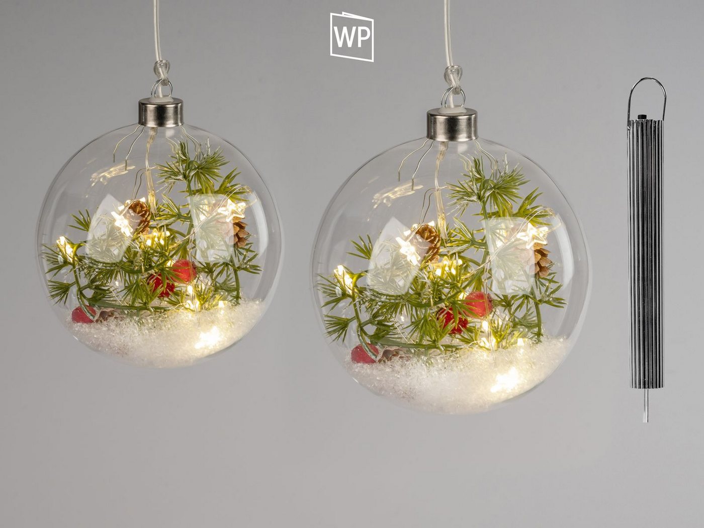 formano LED Dekolicht LED Dekokugel Eulenpaar 15 cm mit 6/18h-Timer Weihnachtsdeko, LED fest integriert Bild 3