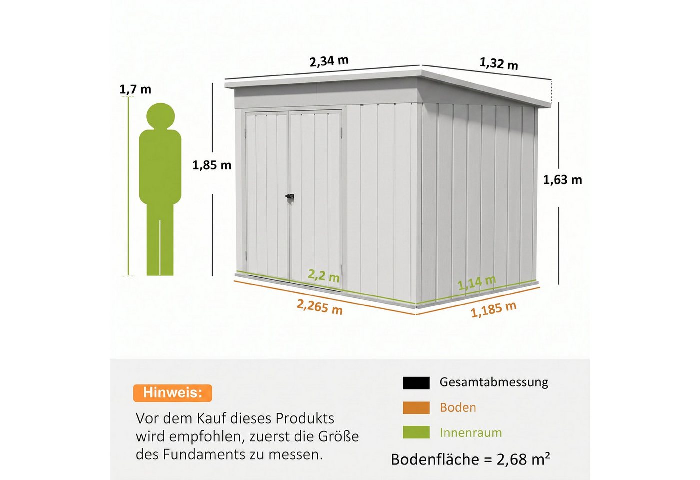 Outsunny Gerätehaus mit 3 Türen Lüftung Pultdach Handschuhen Schloss Schlüssel, BxT: 234x132 cm, (Outdoor Schuppen, 1 St., abschließbar Gartenschuppen), für Hinterhof Garten Bild 5