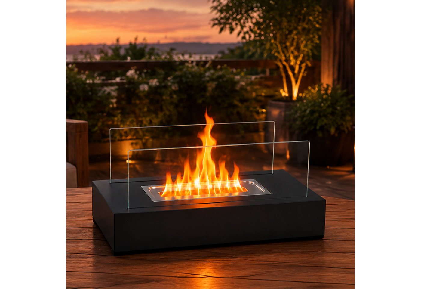 Nettlife Tischfeuer Ethanol Tischkamin Eckig/Rund Kamin Indoor Outdoor Tischfeuerstelle (Set, für Tisch, Terrasse, Balkon & Garten), Die Party Geschenkideens oder als stilvolle Tischdekoration Bild 5