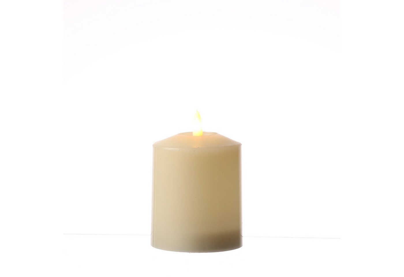 MARELIDA LED-Kerze Stumpenkerze Echtwachs flackernd H: 11,5cm D: 7,5cm Timer creme, LED Classic, warmweiß (2100K bis 3000K) Bild 2