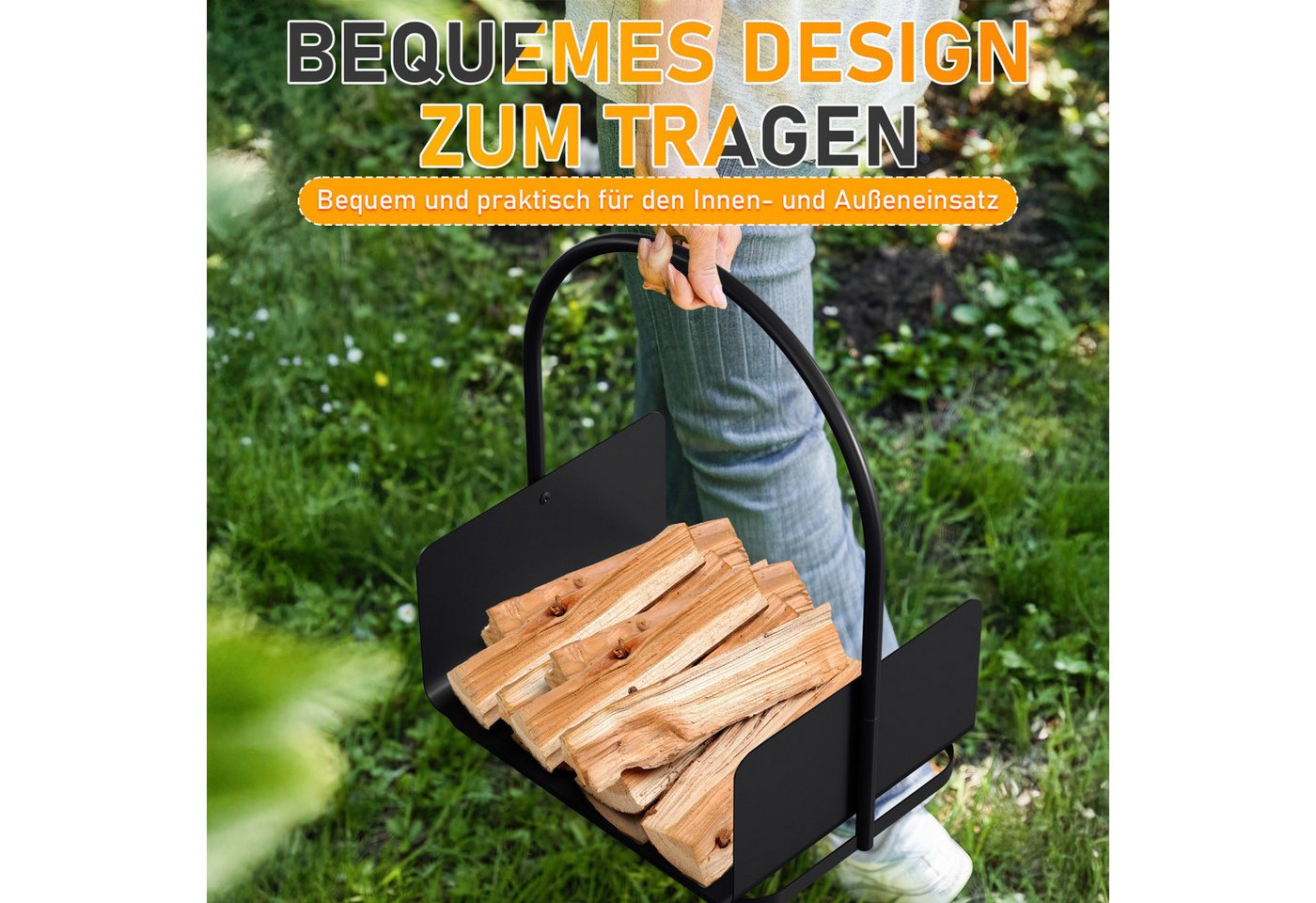 Clanmacy Kaminholzregal Brennholzregal U-förmiges Holzregal Tragbares Außenbereiches Metall, BxTxH:40x30x50 cm Bild 2