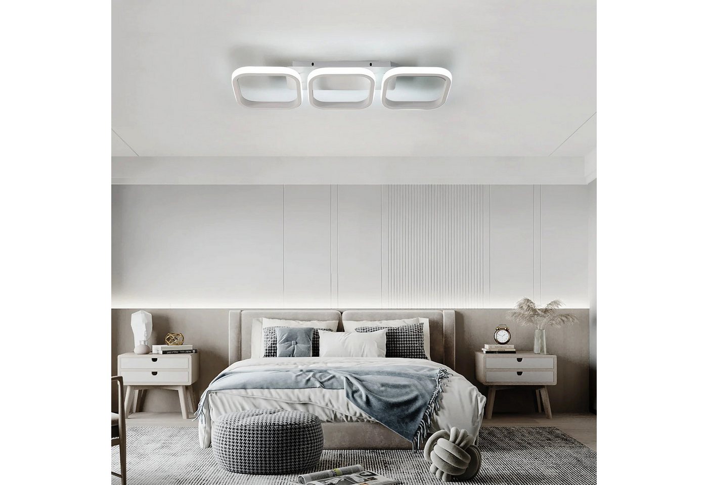 Riserva LED Deckenleuchte Moderne 3-fach Parallele LED Deckenleuchte Weiß 32W 6500K, LED wechselbar Bild 2