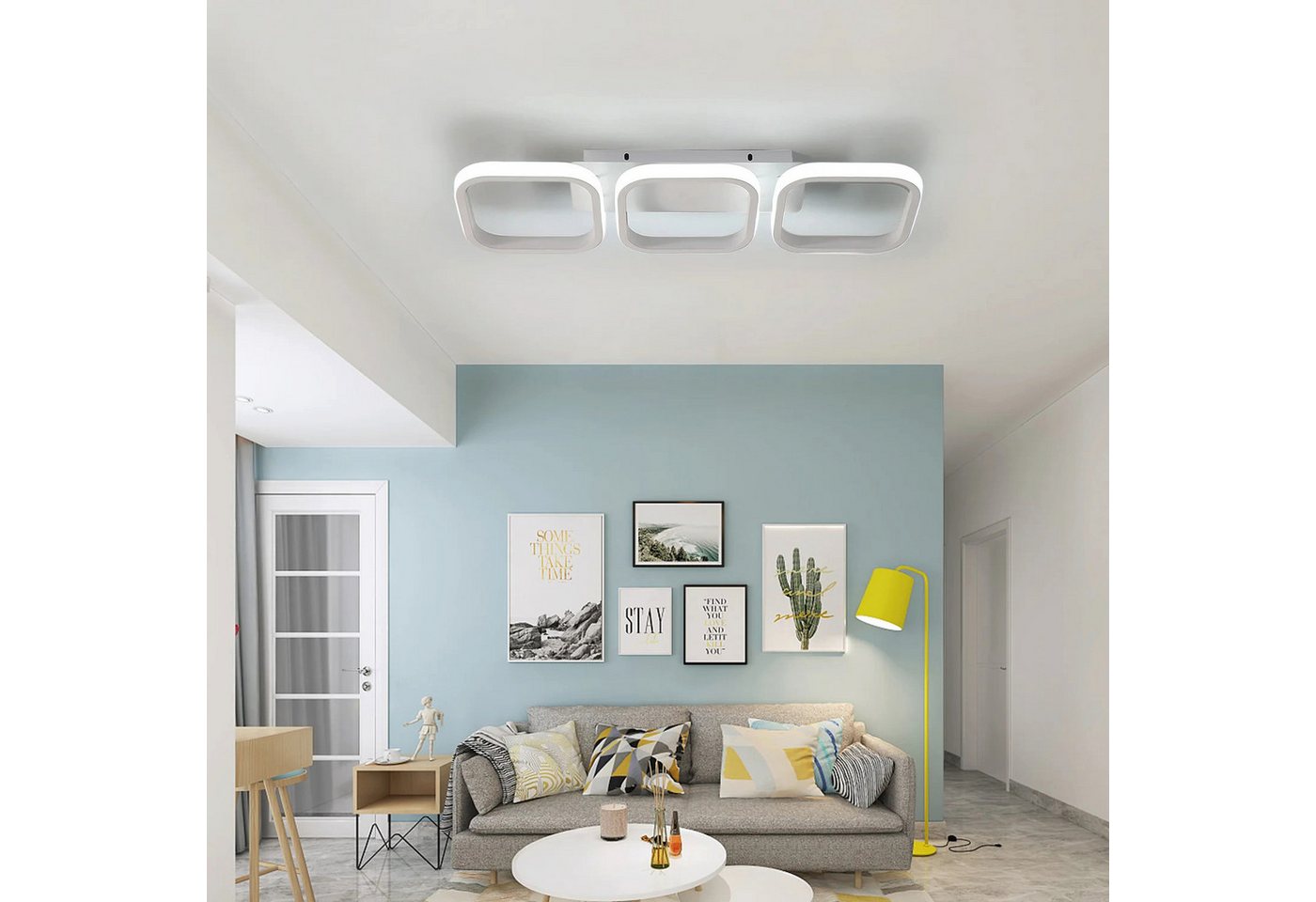 Riserva LED Deckenleuchte Moderne 3-fach Parallele LED Deckenleuchte Weiß 32W 6500K, LED wechselbar Bild 5