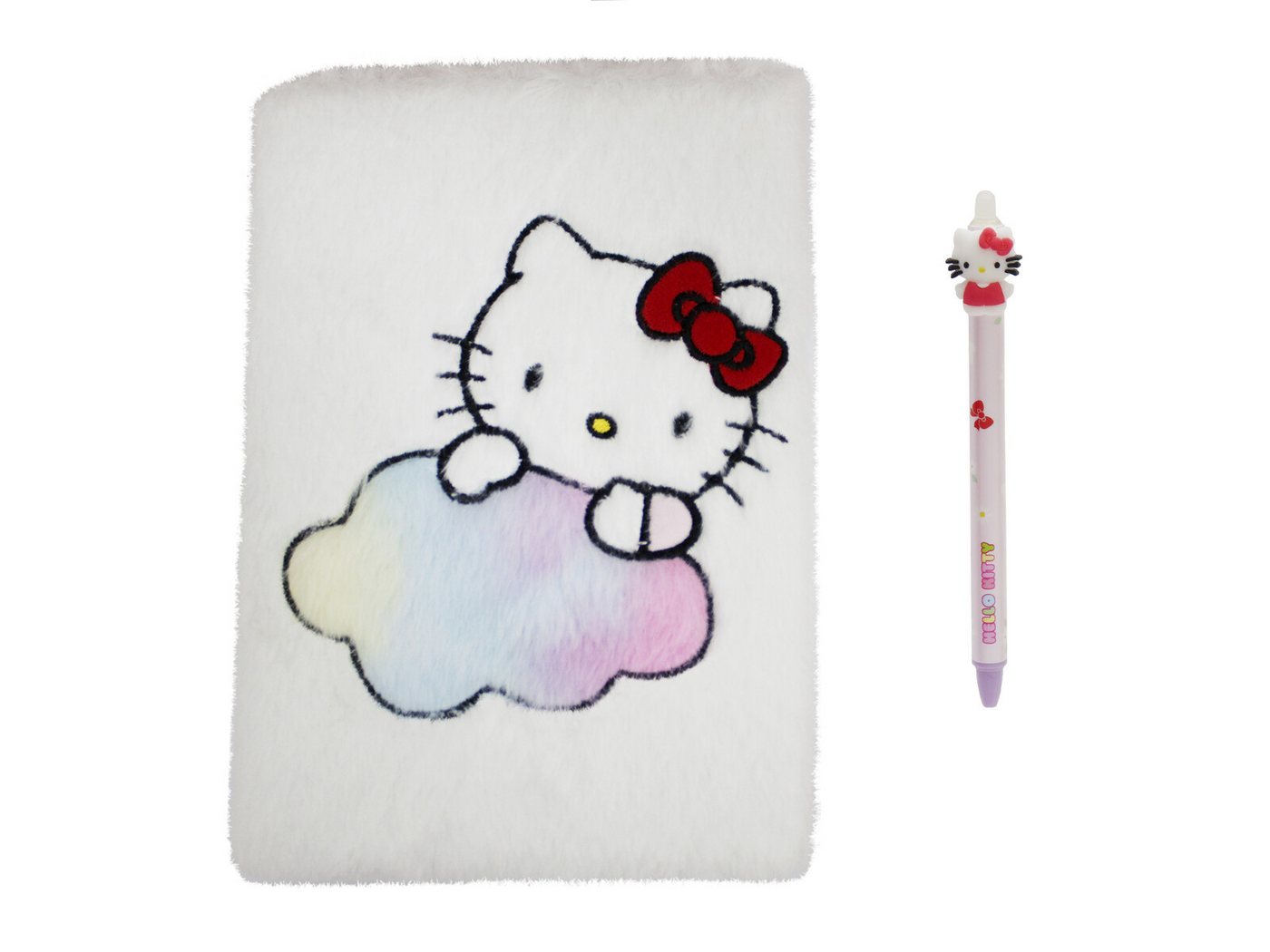 Hello Kitty Notizbuch - Plüsch Set mit radierbarem Gelstift Schreibset Bild 3