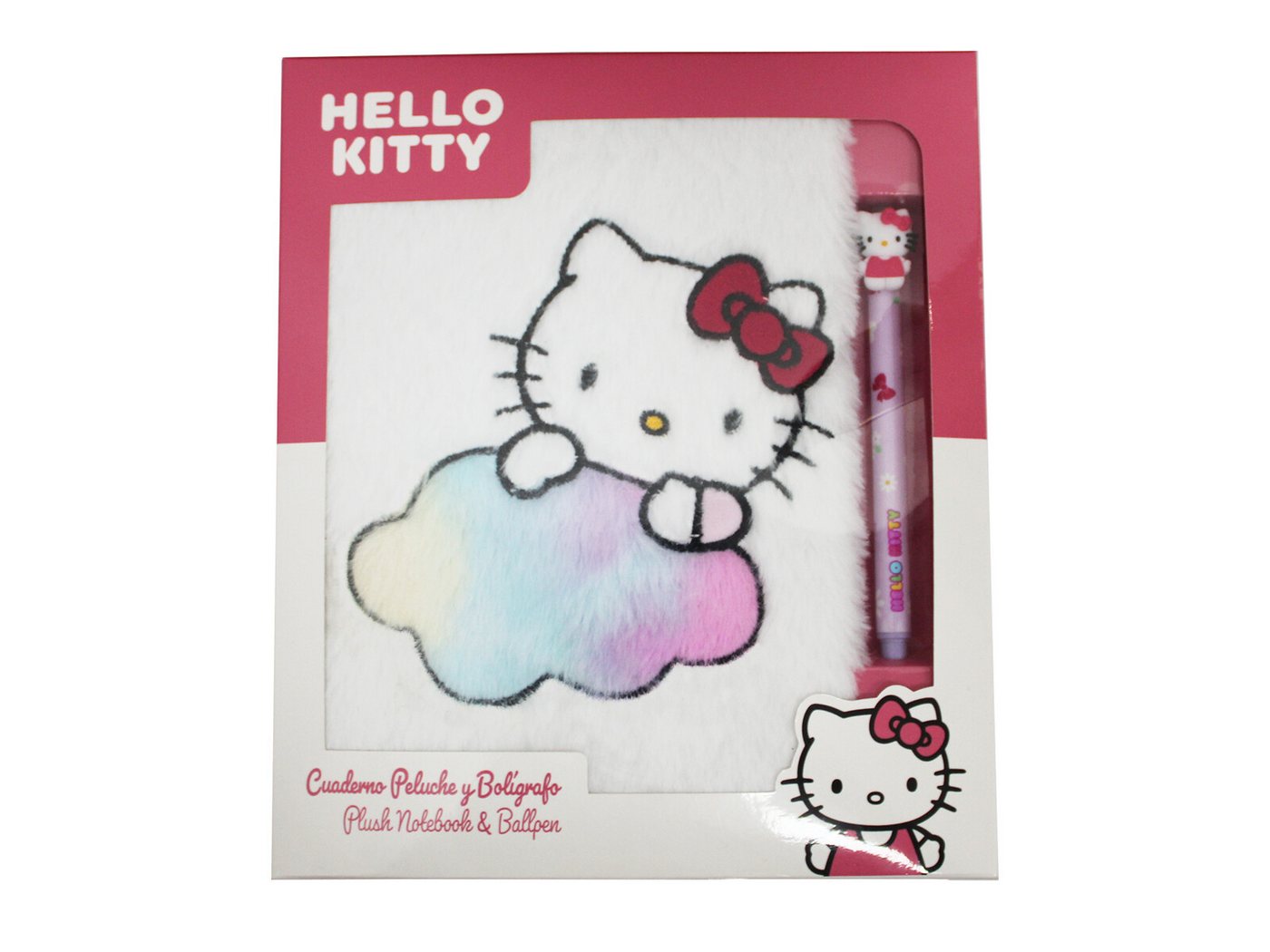 Hello Kitty Notizbuch - Plüsch Set mit radierbarem Gelstift Schreibset Bild 4