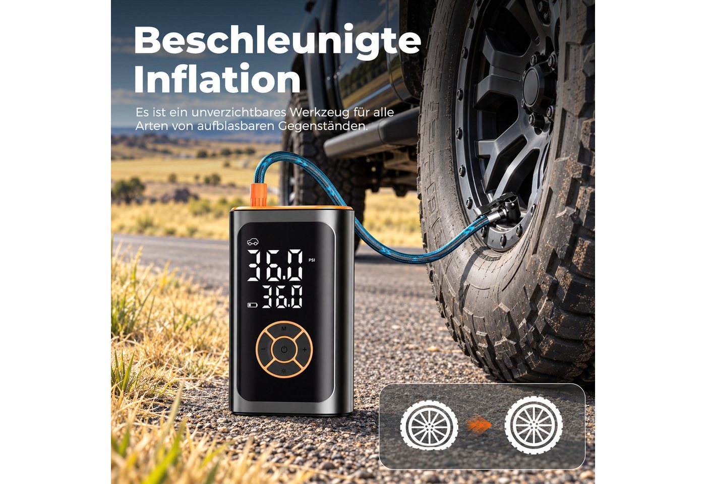 AKKEE Akku-Luftpumpe Mit 4000/6000-mAh-Akku, 150 PSI Tragbare Elektronische, Mit Manometer/Digital-LCD-Anzeige Bild 5