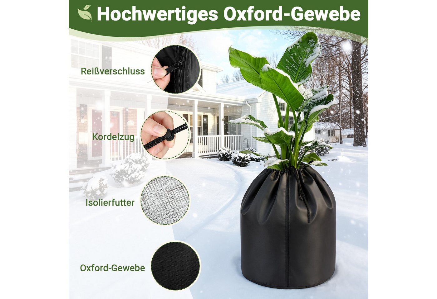 Clanmacy Winterschutzvlies 4er Winterschutz Pflanzen 70x65 cm Schwarz für Bäume Sträucher