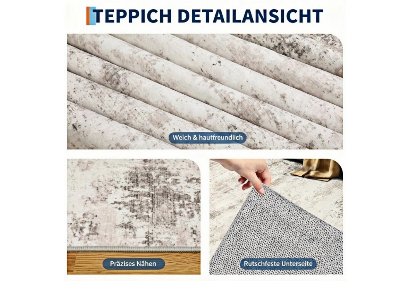 GarveeMore Teppich Moderner Abstrakter Teppich mit Künstlerischem Design für Wohnzimmer, Höhe: 5 mm Bild 3