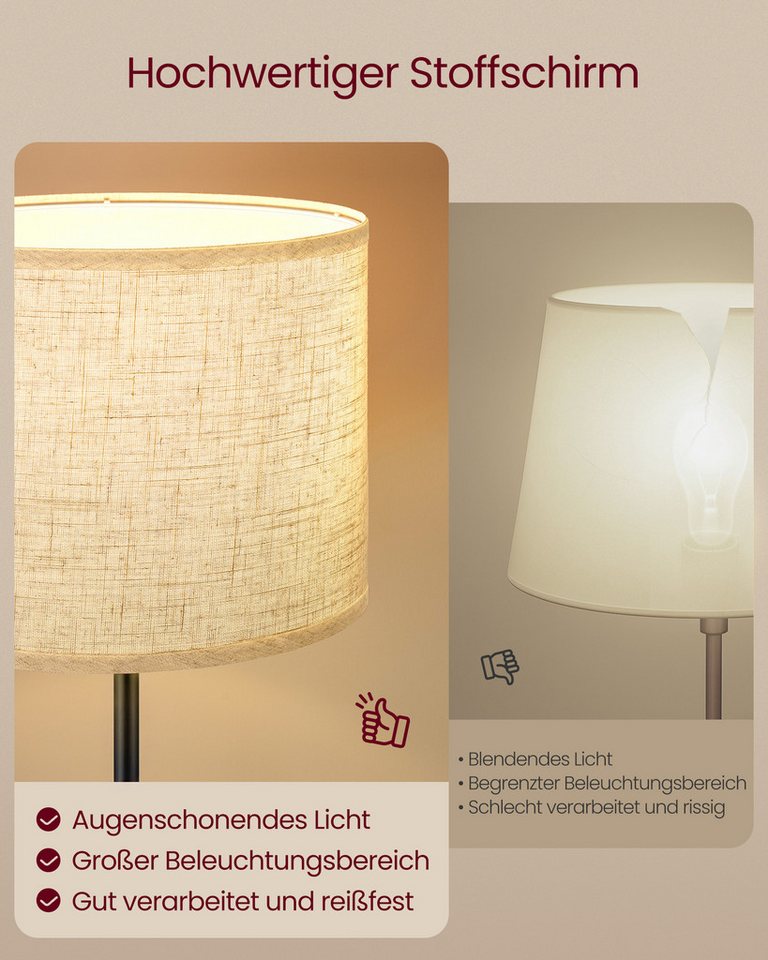 VASAGLE Stehlampe Stehleuchte Standleuchte, Wohnzimmer, 140-170 cm höhenverstellbare Leselampe, modern Stehleuchte Bild 2