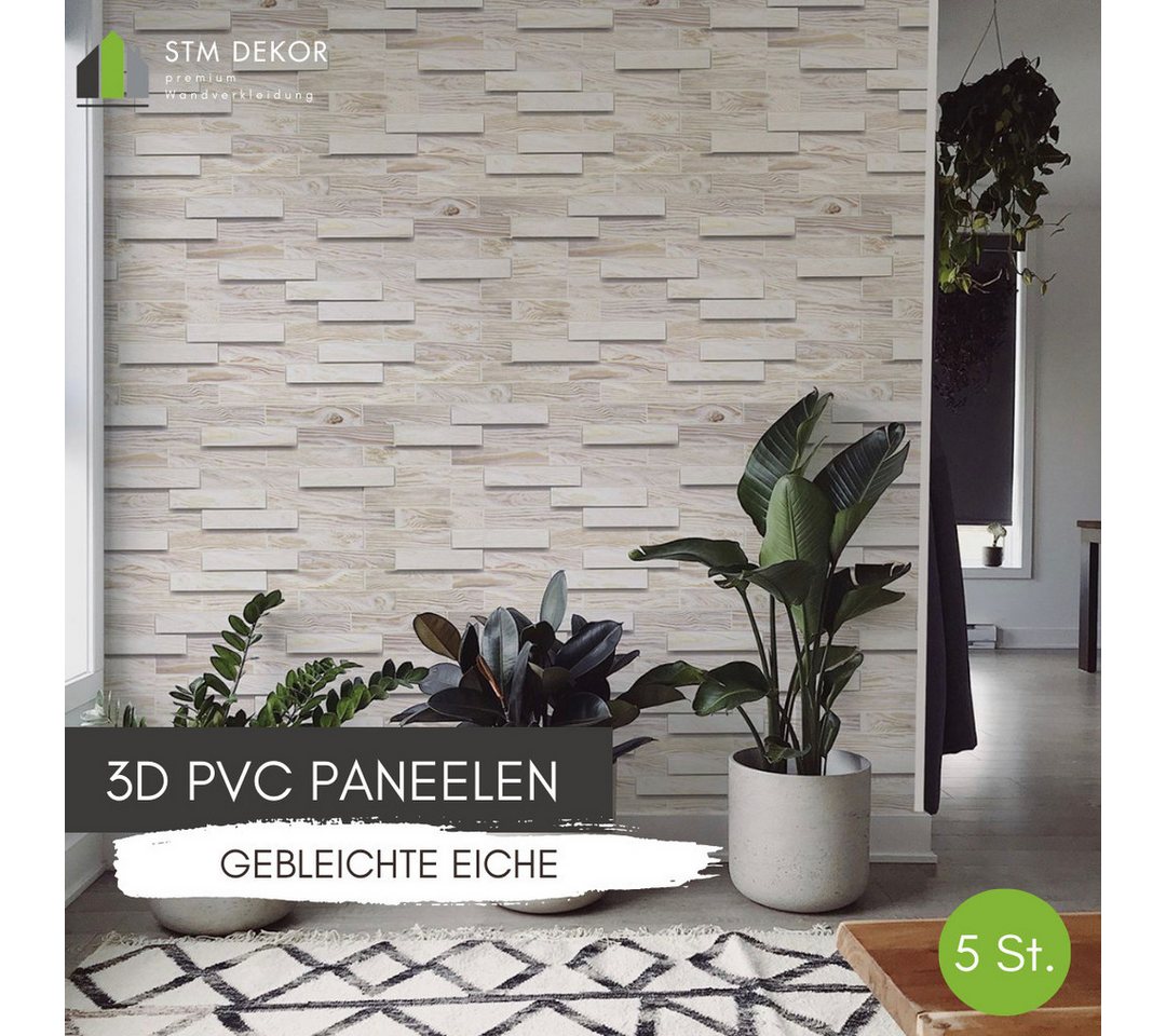 STM Company 3D Wandpaneel 3D-Wandpaneele PVC, Holz Optik, 1-20 Platten - 0.5-10 m², (5-tlg) Für Wohnzimmer, Küche & Bad, Einfache DIY-Montage Bild 3