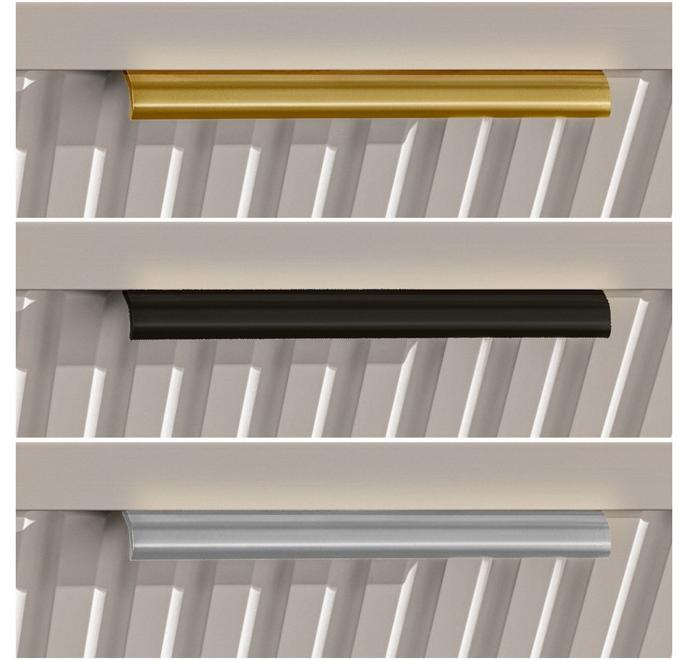Lomadox Waschbeckenschrank ADELAIDE-56-CASHMERE 120 cm breit in kaschmir und Eiche, gerillte Front, inkl. Wäschekorb Bild 3