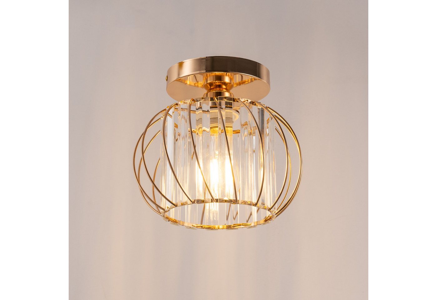 LOHAS-LED Deckenleuchte Kugelförmige Kristall-Deckenleuchte, ohne Leuchtmittel, E27-Fassung 220V, geometrisches Metallstreifen-Design