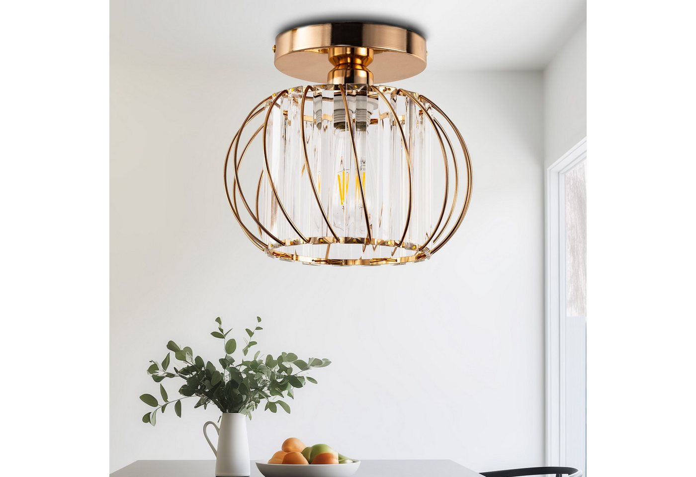 LOHAS-LED Deckenleuchte Kugelförmige Kristall-Deckenleuchte, ohne Leuchtmittel, E27-Fassung 220V, geometrisches Metallstreifen-Design Bild 2