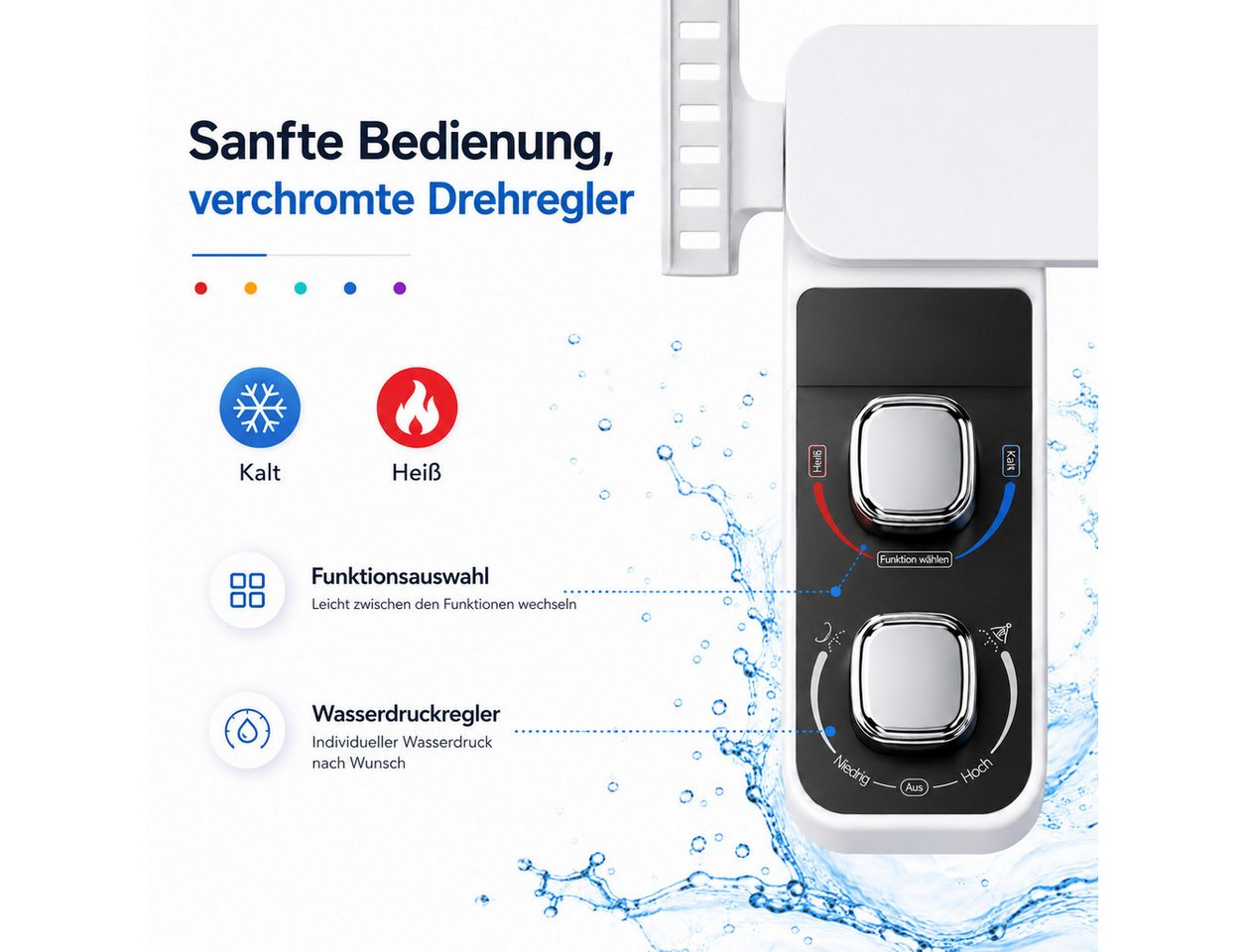 MOPUEA Bidet Bidet-Aufsatz für Bidetaufsatz Toilettensitz mit Regalhake Doppeldüsen Bild 3