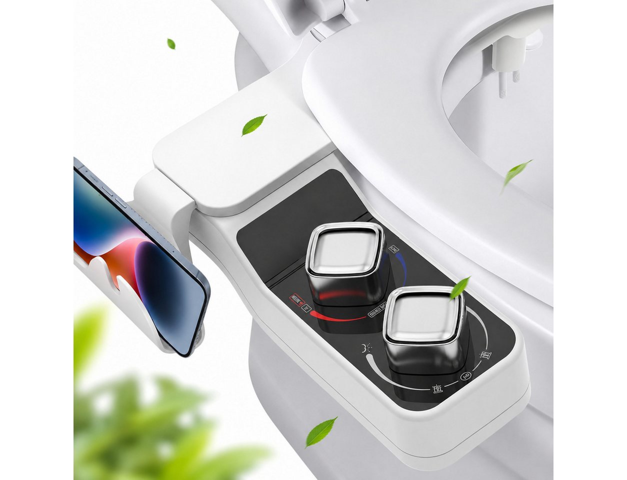 MOPUEA Bidet Bidet-Aufsatz für Bidetaufsatz Toilettensitz mit Regalhake Doppeldüsen Bild 4