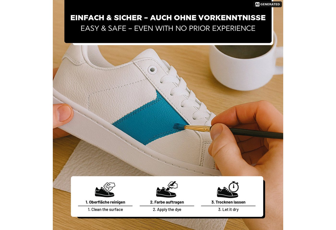 LM-Kreativ Bastelfarbe Lederfarben-Set zum Färben & Auffrischen von Leder & Kunstleder, Farbset für Leder & Kunstleder, deckend, flexibel, mischbar Bild 4