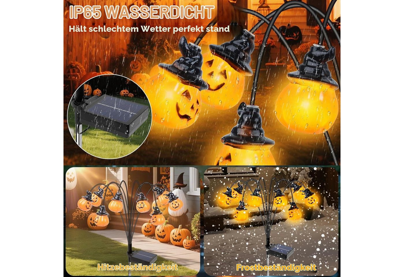 nsihing Gartenleuchte Halloween Solarleuchten für Garten, Kürbis SolarLichter Bild 2