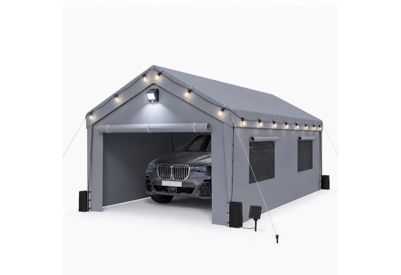 Hausright Einzelcarport 3x6m Carport Zeltgarage UV-beständig wasserdicht mit Seitentüren, 270 cm Einfahrtshöhe, (Carport), Solar-Lichterketten und Bewegungsmelder-Leuchten Bild 4