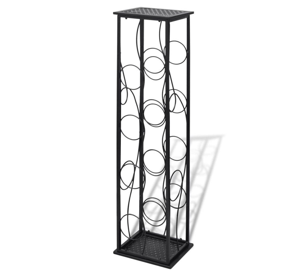 furnicato Weinregal Flaschenhalter-Standregal 23,5x21,5x100 cm Schwarz aus Schmiedeeisen, 1-tlg. Bild 2