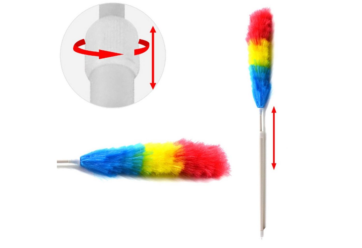 varivendo Staubwedel 3 Stück Staubwedel Teleskop ausziehbar grau 95cm (Set, 3-St., Staubwedel), taubbesen Staubmagnet Staubmop Staubfänger Flexibel