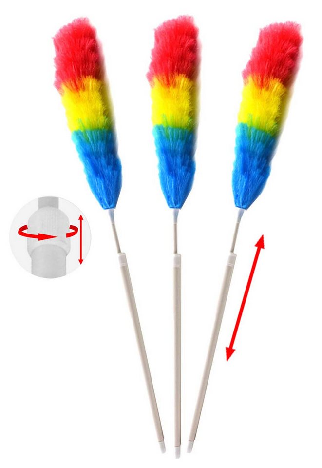 varivendo Staubwedel 3 Stück Staubwedel Teleskop ausziehbar grau 95cm (Set, 3-St., Staubwedel), taubbesen Staubmagnet Staubmop Staubfänger Flexibel Bild 2