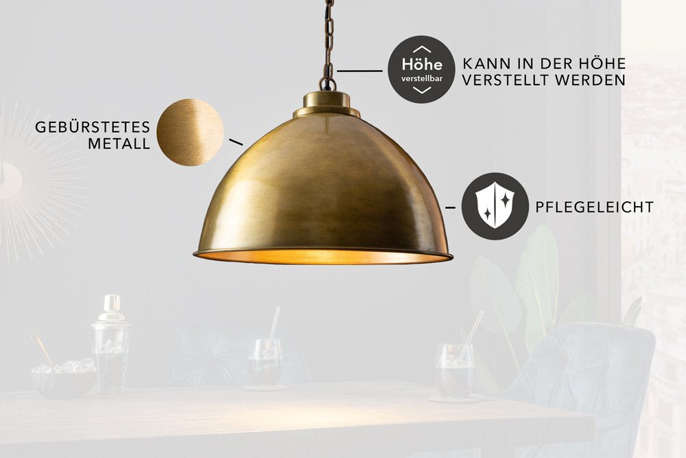 riess-ambiente Hängeleuchte INDUSTRIAL 45cm gold, keine besonderen Funktionen, ohne Leuchtmittel, Wohnzimmer · Metall · Schirm · Esszimmer · höhenverstellbar · Design