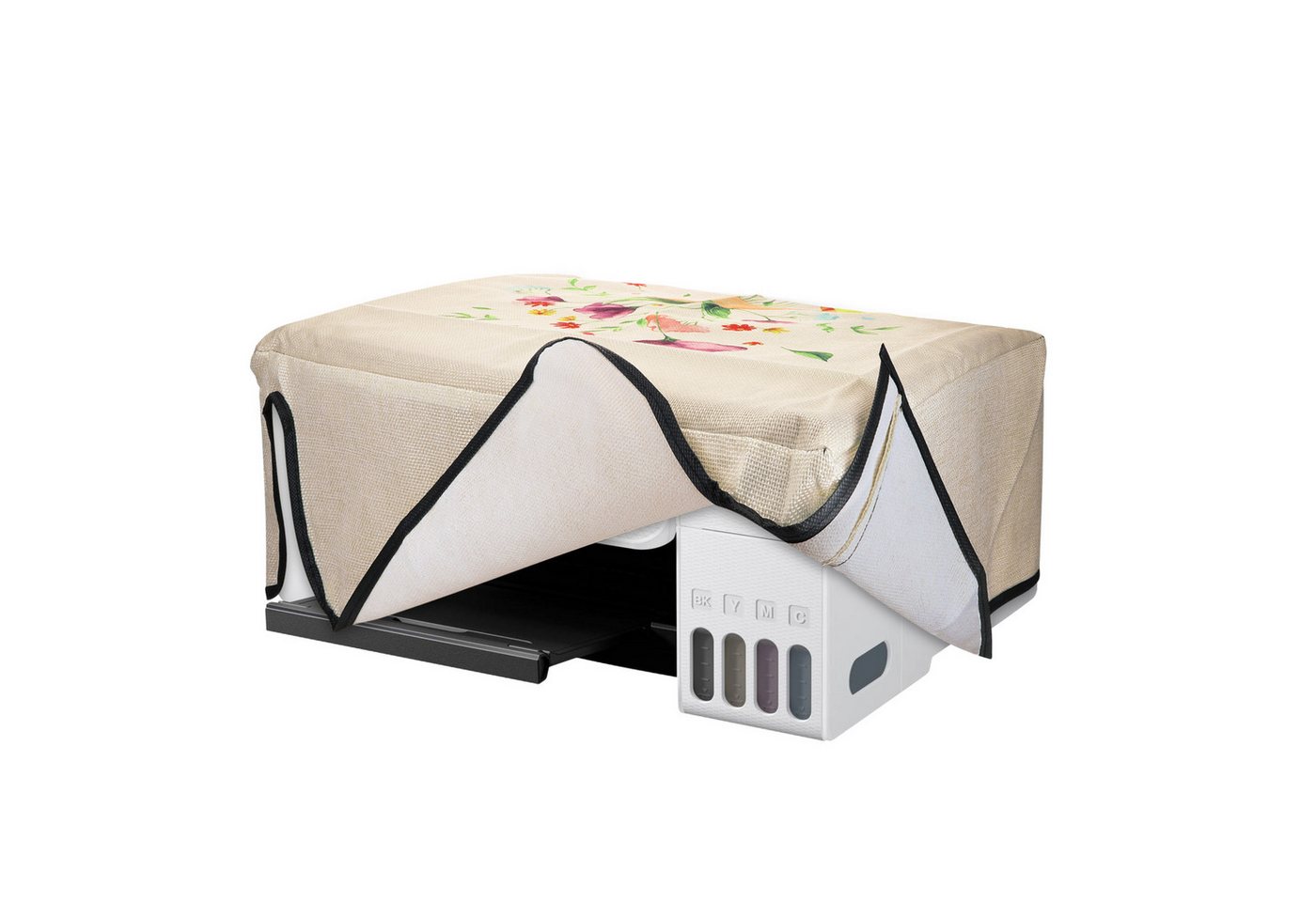 kwmobile Abdeckhaube Leinen Cover für Epson Eco Tank ET-2826 / 2800 Hülle, Tasche für Drucker - Staubschutzhülle Schutzhaube Schutzhülle Design Bild 4