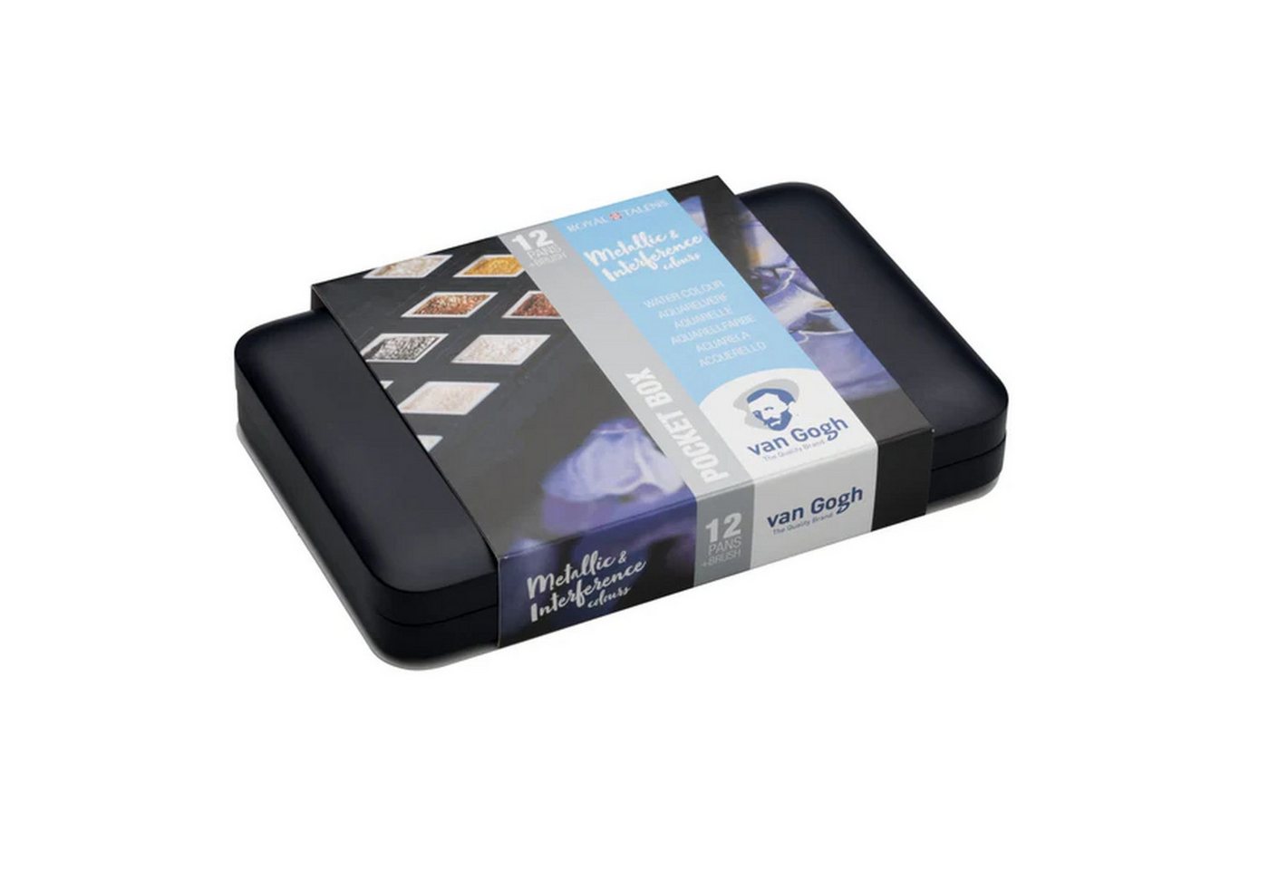 Talens Aquarellfarbe Van Gogh Pocketbox Metallic & Interfernce, 12 Farben in halbe Näpfchen