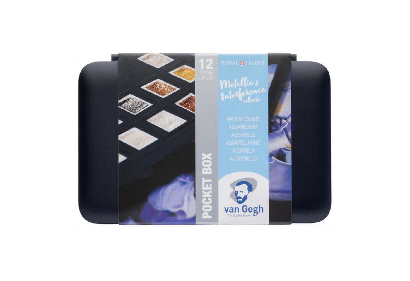 Talens Aquarellfarbe Van Gogh Pocketbox Metallic & Interfernce, 12 Farben in halbe Näpfchen Bild 2
