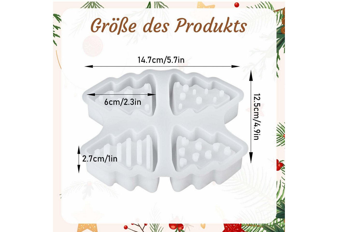 CLTYQ Modellierwerkzeug Vier in einem, Silikonform Weihnachten,Silikon Gießform Kerzenform, Weihnachten Giessformen Silikon Gipsformen Zum Gießen Bild 5