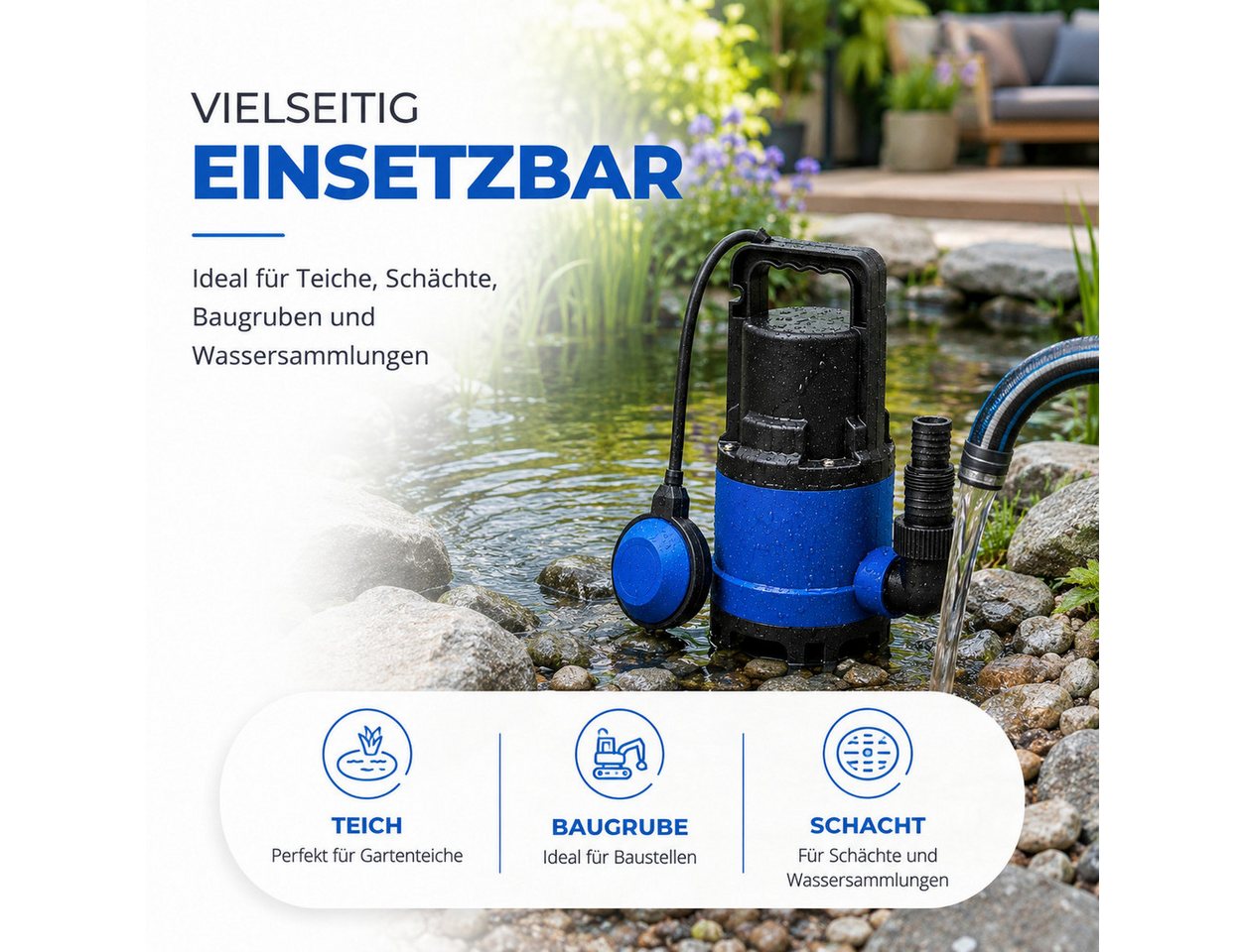 TK Gruppe Schmutzwasser-Tauchpumpe Schmutzwasser Tauchpumpe 400 W 7500 l/h – Überschwemmung & Hochwasser (1-tlg) Bild 2